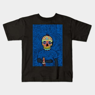 Unique MaleMask NFT with MexicanEye Color and BlueItem Kids T-Shirt